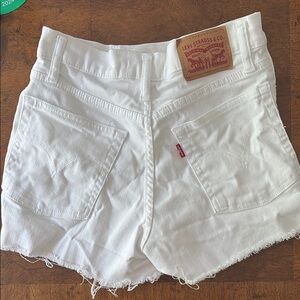 Levi's White Jean Shorts Distressed Cut-Off Hem